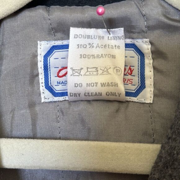 Wool Winter Coat Girls 6 Grey Overcoat Princess Puff Shoulder Hooded H Lans VTG - Picture 7 of 14